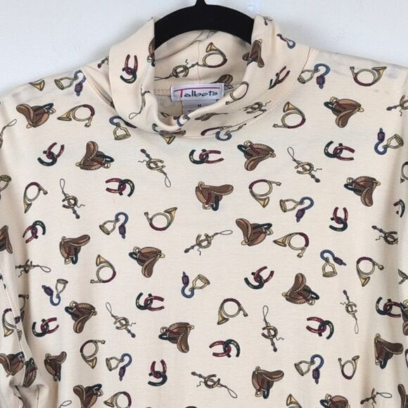Talbot's Cotton Equestrian Print Turtleneck Vintage Size M - Picture 6 of 10